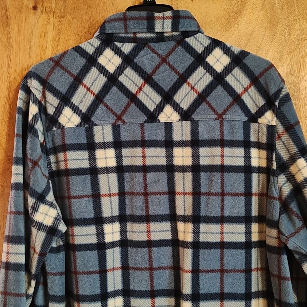 Freedom Foundry Mens Super Plush Shirt Jacket Blue Red Plaid Shacket Size XXL